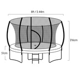 NNEDPE Trampoline 8 ft with Basketball set - Blue