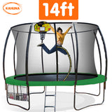 NNEDPE Trampoline 14 ft with Basketball set - Green