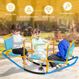 NNECW Kids Metal Rocking Seesaw with Handlebars for Indoor &amp; Outdoor Play-Blue