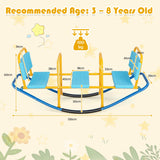 NNECW Kids Metal Rocking Seesaw with Handlebars for Indoor &amp; Outdoor Play-Blue
