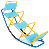 NNECW Kids Metal Rocking Seesaw with Handlebars for Indoor &amp; Outdoor Play-Blue