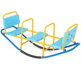 NNECW Kids Metal Rocking Seesaw with Handlebars for Indoor &amp; Outdoor Play-Blue