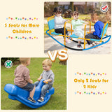 NNECW Kids Metal Rocking Seesaw with Handlebars for Indoor &amp; Outdoor Play-Blue