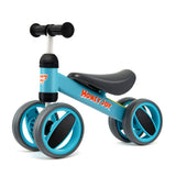 NNECW Baby Balance Bike with 4 Wheels &amp; Limited Steering for 1-2 Years Old-Blue