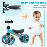 NNECW Baby Balance Bike with 4 Wheels &amp; Limited Steering for 1-2 Years Old-Blue