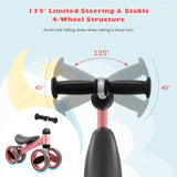 NNECW Baby Balance Bike with 4 Wheels &amp; Limited Steering for 1-2 Years Old-Pink