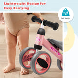 NNECW Baby Balance Bike with 4 Wheels &amp; Limited Steering for 1-2 Years Old-Pink