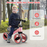 NNECW Baby Balance Bike with 4 Wheels &amp; Limited Steering for 1-2 Years Old-Pink