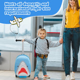 NNECW 2-IN-1 Skateboard Luggage with 3 Color Lighted Wheels for Kids-Blue