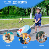 NNECW 2-IN-1 Skateboard Luggage with 3 Color Lighted Wheels for Kids-Blue