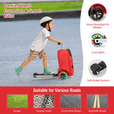 NNECW 2-IN-1 Skateboard Luggage with 3 Color Lighted Wheels for Kids-Red