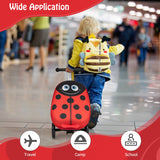 NNECW 2-IN-1 Skateboard Luggage with 3 Color Lighted Wheels for Kids-Red