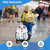 NNECW 2-IN-1 Skateboard Luggage with 3 Color Lighted Wheels for Kids-White