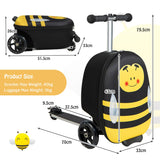 NNECW 2-IN-1 Skateboard Luggage with 3 Color Lighted Wheels for Kids-Yellow