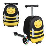 NNECW 2-IN-1 Skateboard Luggage with 3 Color Lighted Wheels for Kids-Yellow