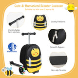 NNECW 2-IN-1 Skateboard Luggage with 3 Color Lighted Wheels for Kids-Yellow