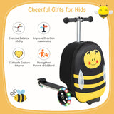 NNECW 2-IN-1 Skateboard Luggage with 3 Color Lighted Wheels for Kids-Yellow