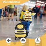 NNECW 2-IN-1 Skateboard Luggage with 3 Color Lighted Wheels for Kids-Yellow
