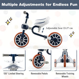 NNECW 4-in-1 Kids Trike Bike with Adjustable Parent Push Handle for Kids Aged 2-4-Navy