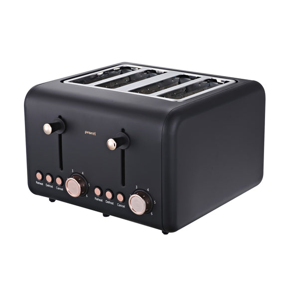 NNEDPE 4 Slice Toaster Rose Trim Collection - Black