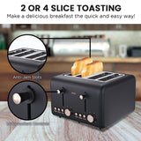 NNEDPE 4 Slice Toaster Rose Trim Collection - Black