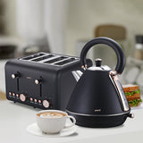 NNEDPE 4 Slice Toaster Rose Trim Collection - Black