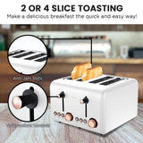 NNEDPE 4 Slice Toaster Rose Trim Collection - White