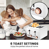 NNEDPE 4 Slice Toaster Rose Trim Collection - White