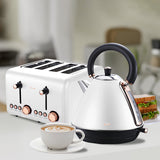 NNEDPE 4 Slice Toaster Rose Trim Collection - White