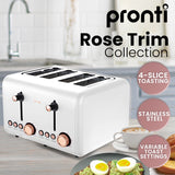 NNEDPE 4 Slice Toaster Rose Trim Collection - White
