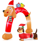 NNECW Christmas Dachshund Arch & Inflatable Dog Xmas Decoration for Yard