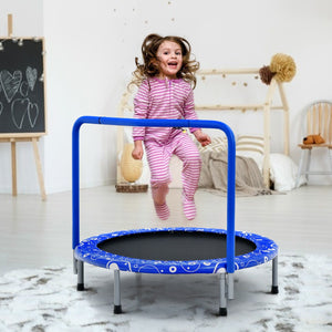 NNECW Foldable Kids Trampoline with Handle for Indoor &amp; Outdoor-Blue