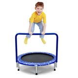 NNECW Foldable Kids Trampoline with Handle for Indoor &amp; Outdoor-Blue