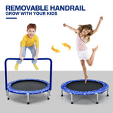 NNECW Foldable Kids Trampoline with Handle for Indoor &amp; Outdoor-Blue