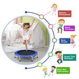 NNECW Foldable Kids Trampoline with Handle for Indoor &amp; Outdoor-Blue