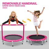 NNECW Foldable Kids Trampoline with Handle for Indoor &amp; Outdoor-Pink