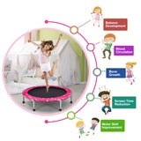 NNECW Foldable Kids Trampoline with Handle for Indoor &amp; Outdoor-Pink
