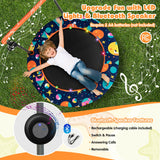 NNECW Toddler Music Trampoline with Colorful LED Lights for Kids-Navy