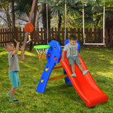 NNECW 2 Step Children Folding Slide with Basketball Hoop