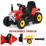 NNECW 12V Ride On Tractor with Trailer and Remote Control for Kids -Red