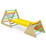 NNECW 3 in 1 Climbing Toy Set with 2 Triangle Ladders and Ramp for Toddlers-Colorful
