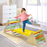NNECW 3 in 1 Climbing Toy Set with 2 Triangle Ladders and Ramp for Toddlers-Colorful