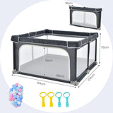 NNECW 124cm Foldable Baby Playpen Interactive Activity Center with Balls for Kids-Dark Grey