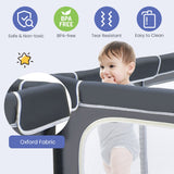 NNECW 124cm Foldable Baby Playpen Interactive Activity Center with Balls for Kids-Dark Grey