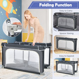NNECW 124cm Foldable Baby Playpen Interactive Activity Center with Balls for Kids-Dark Grey