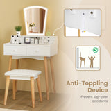 NNECW Vanity Makeup Table with 6 Drawers for Bedroom