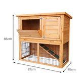NNEDPE 2-Storey Wooden Chicken Coop & Rabbit Hutch With Trough