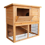 NNEDPE 2-Storey Wooden Chicken Coop & Rabbit Hutch With Trough