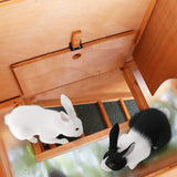 NNEDPE 2-Storey Wooden Chicken Coop & Rabbit Hutch With Trough