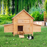 NNEDPE Wooden Chicken Coop & Rabbit Hutch With Ramp Nesting Boxes